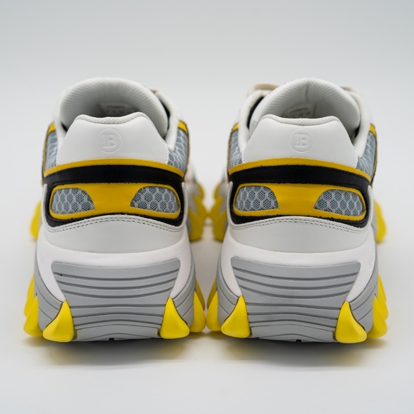 size 43 10 US Balmain B-East White Black Yellow Sneakers Leather Mesh - Picture 5 of 14